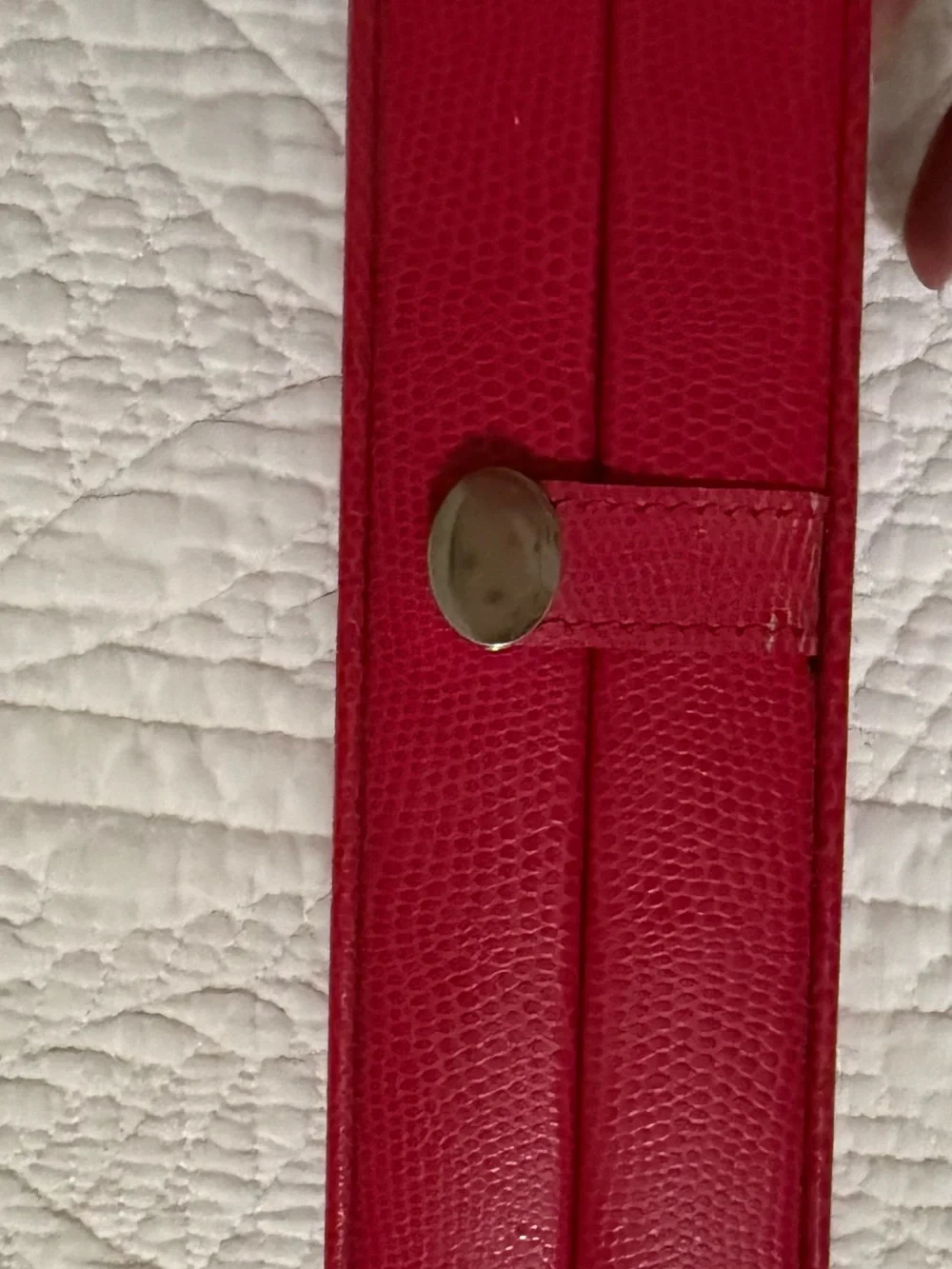 Women's Pink Pottery Barn Leather Jewelry Box with Snap Closure